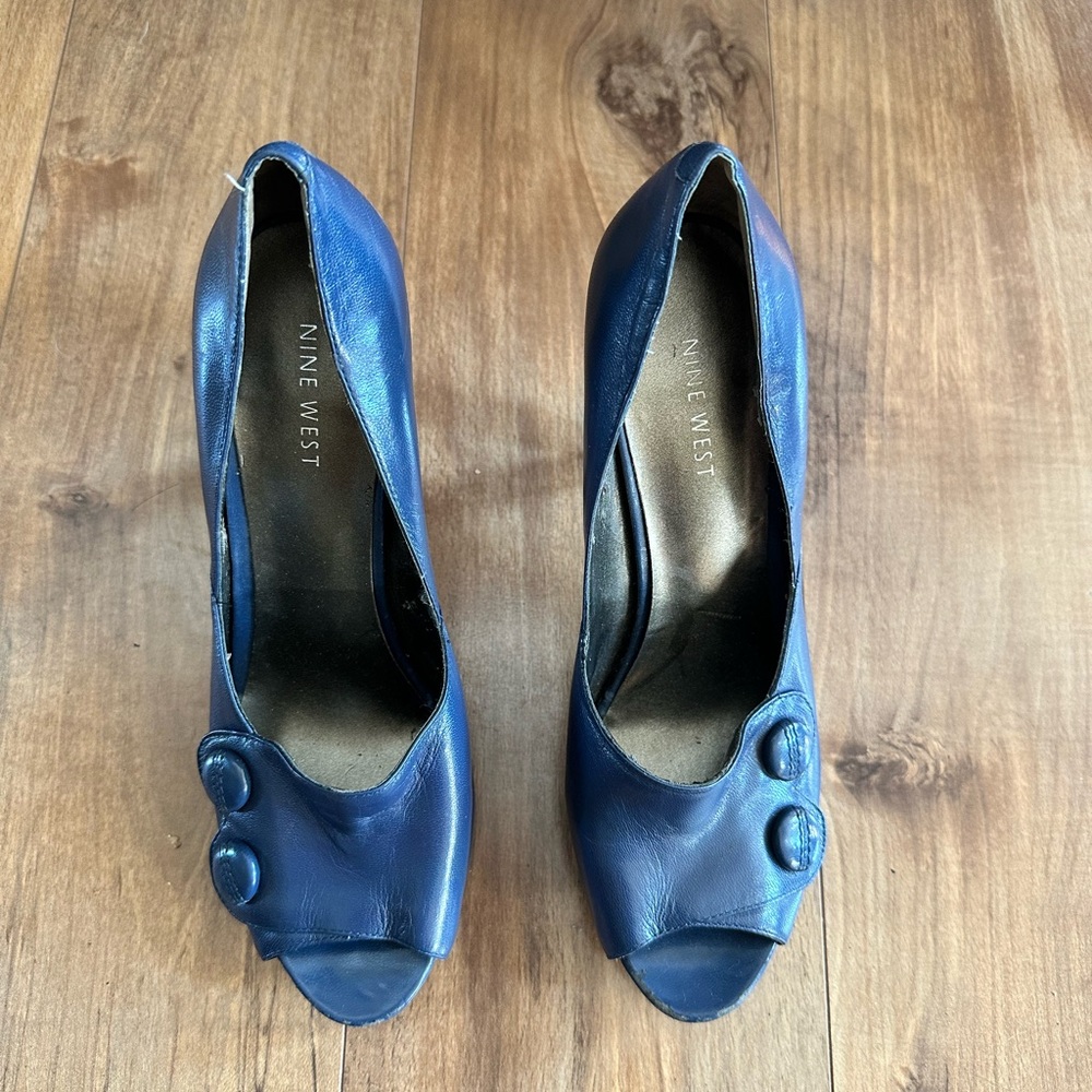 SOLD Nine West Navy Peep Toe Heels